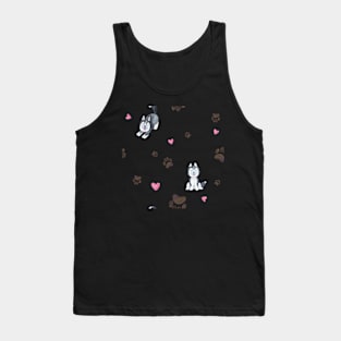 Cute Husky Paws and Hearts Pattern Tank Top